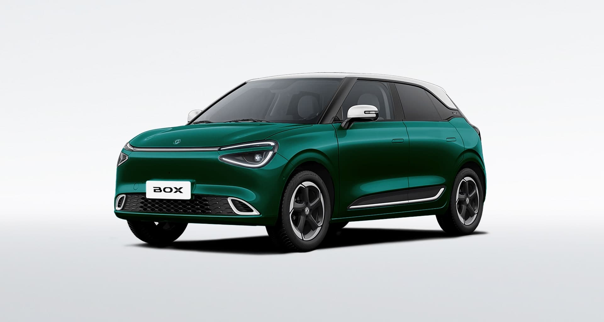 Dongfeng BOX — Electric Green, front three-quarter, studio